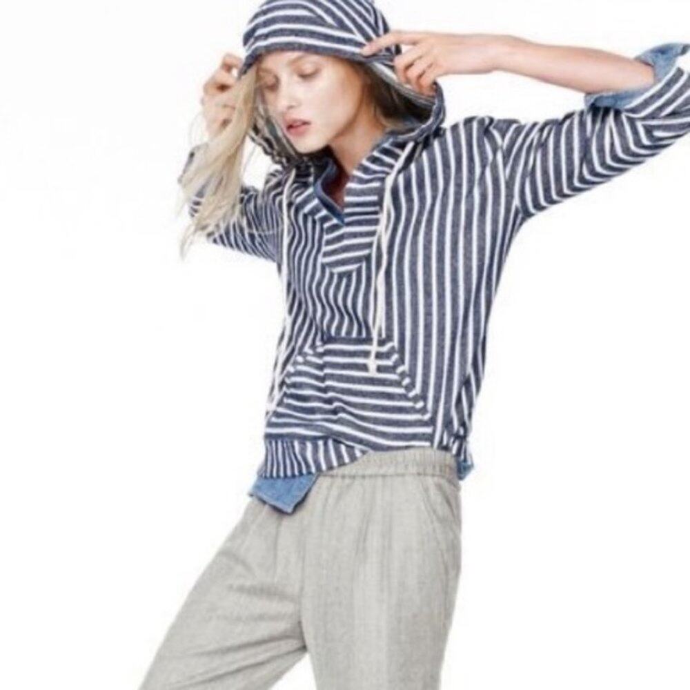 J.Crew Striped Baja Hoodie in Navy/White Size Medium - Picture 11 of 12